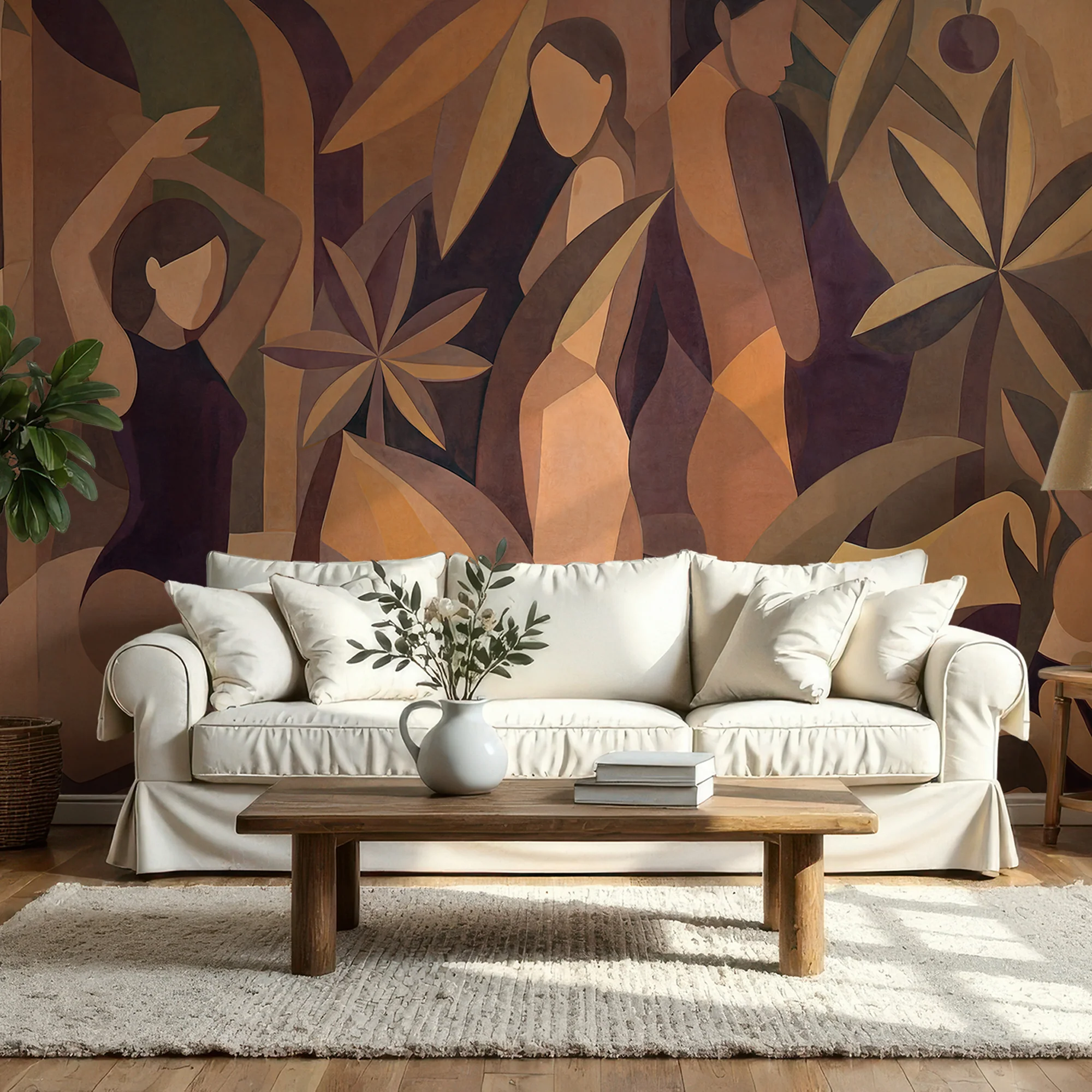 Amber Muse - Geometric Tropical Wallpaper Mural - Image 3