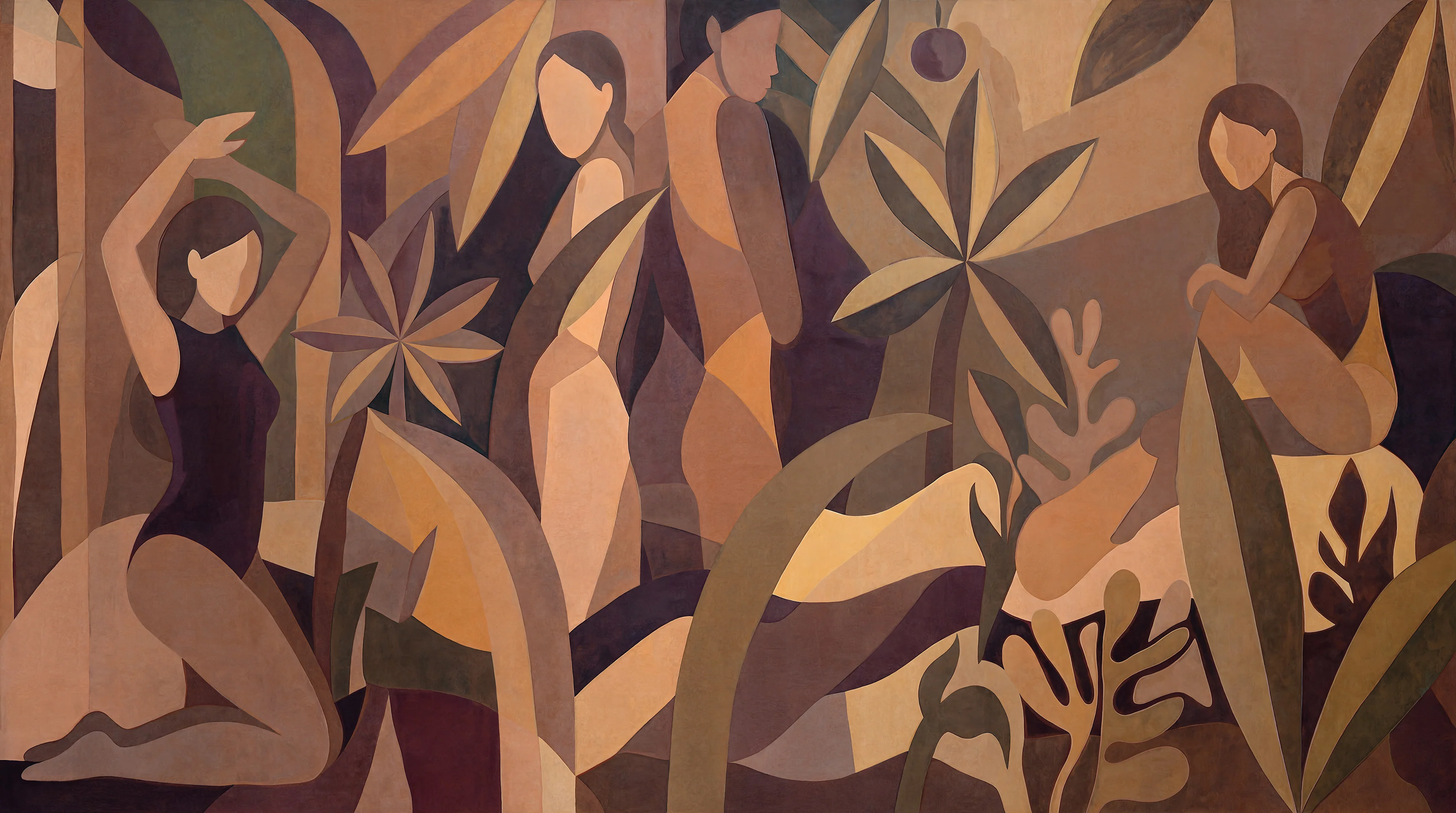 Amber Muse - Geometric Tropical Wallpaper Mural - Image 6