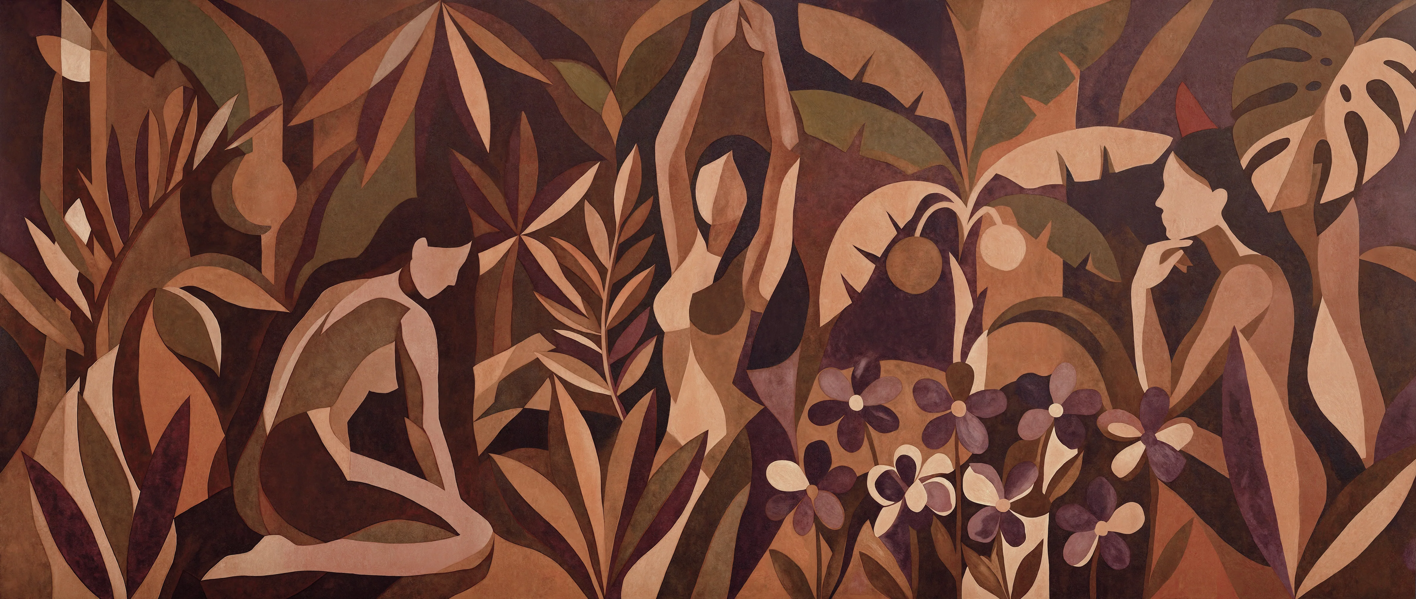 Amber Veil - Cubist Tropical Wallpaper Mural - Image 3