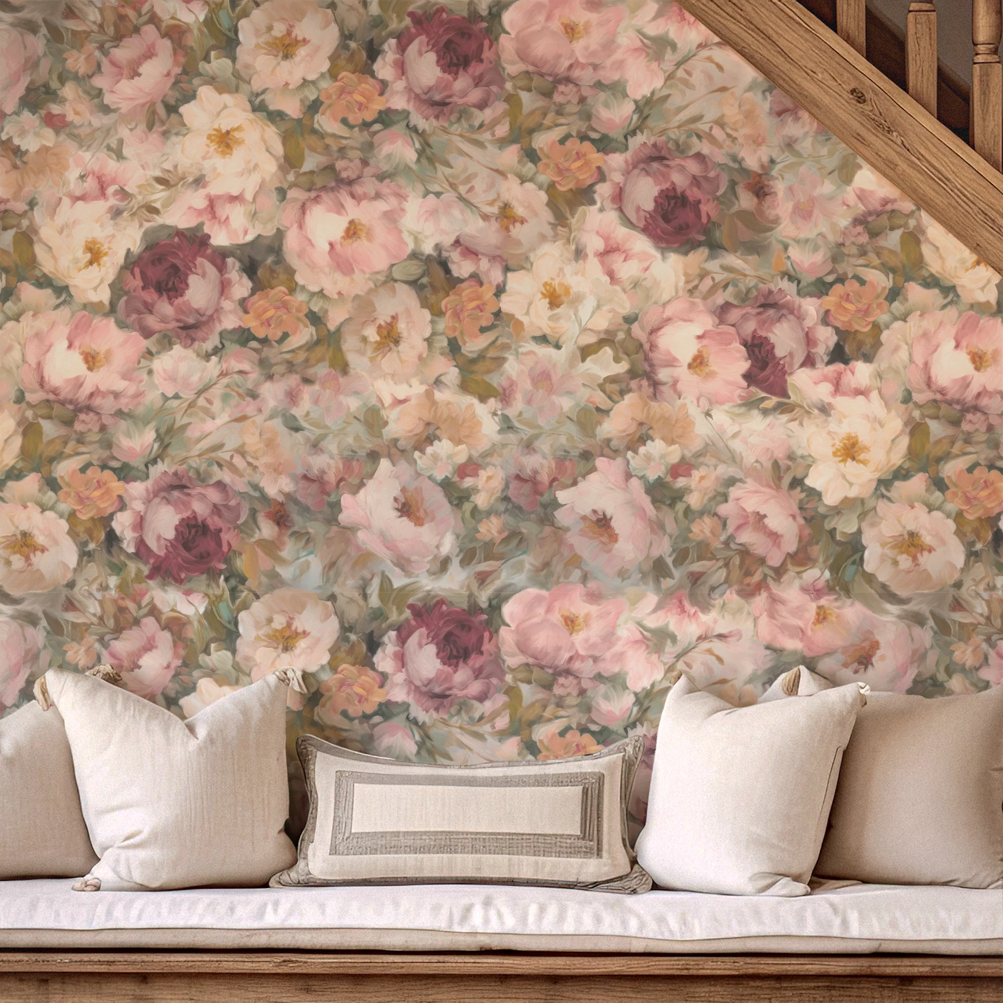 Blush Gardens - Pink Rose Wallpaper Mural - Image 4