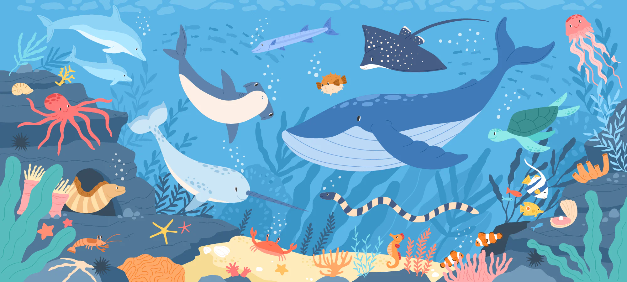Submerged Fantasia - Children's Colourful Underwater Sea Life Wallpaper Mural - Image 5