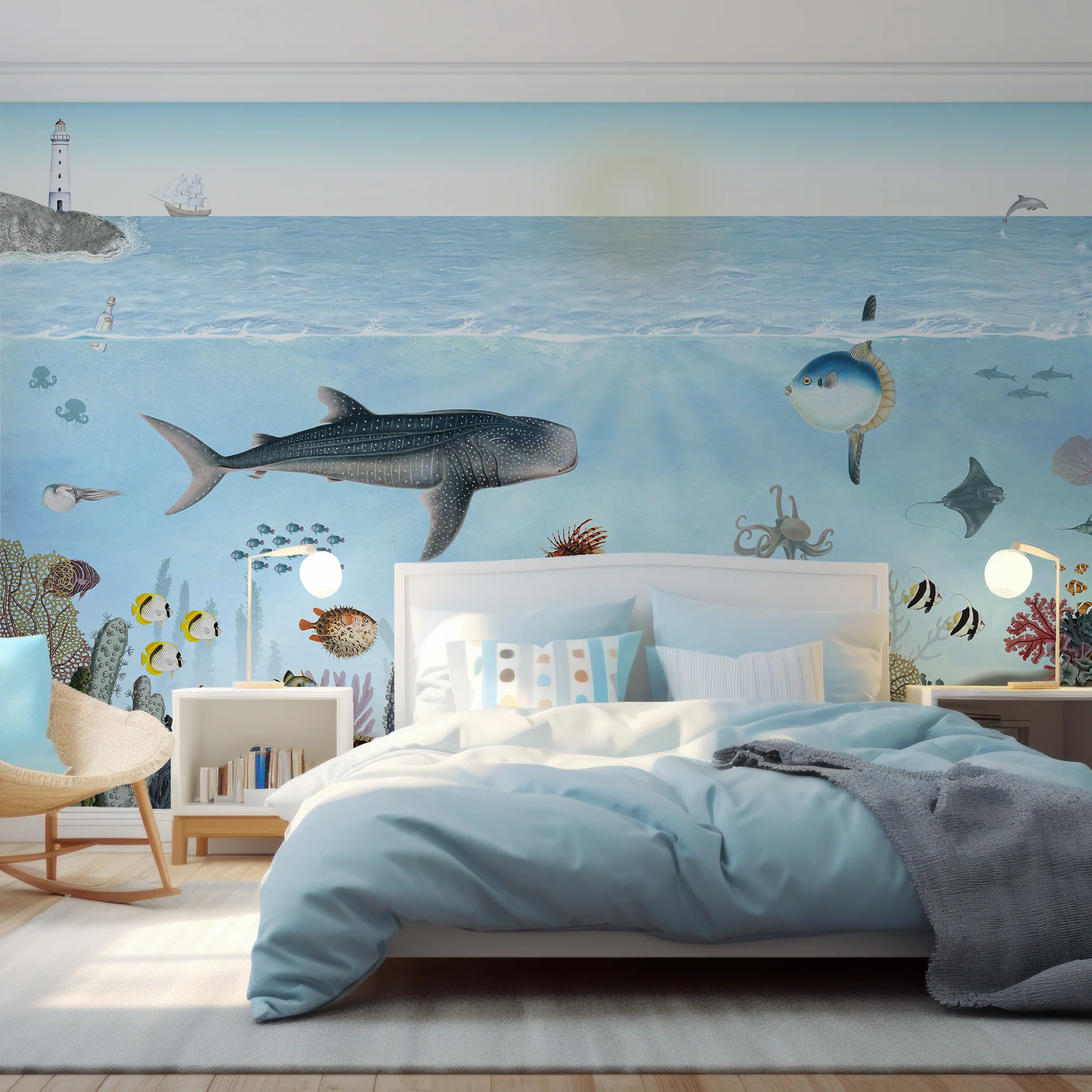 Ocean Lookbook - Children's Watercolour Underwater Sea Creatures Wallpaper Mural - Image 2