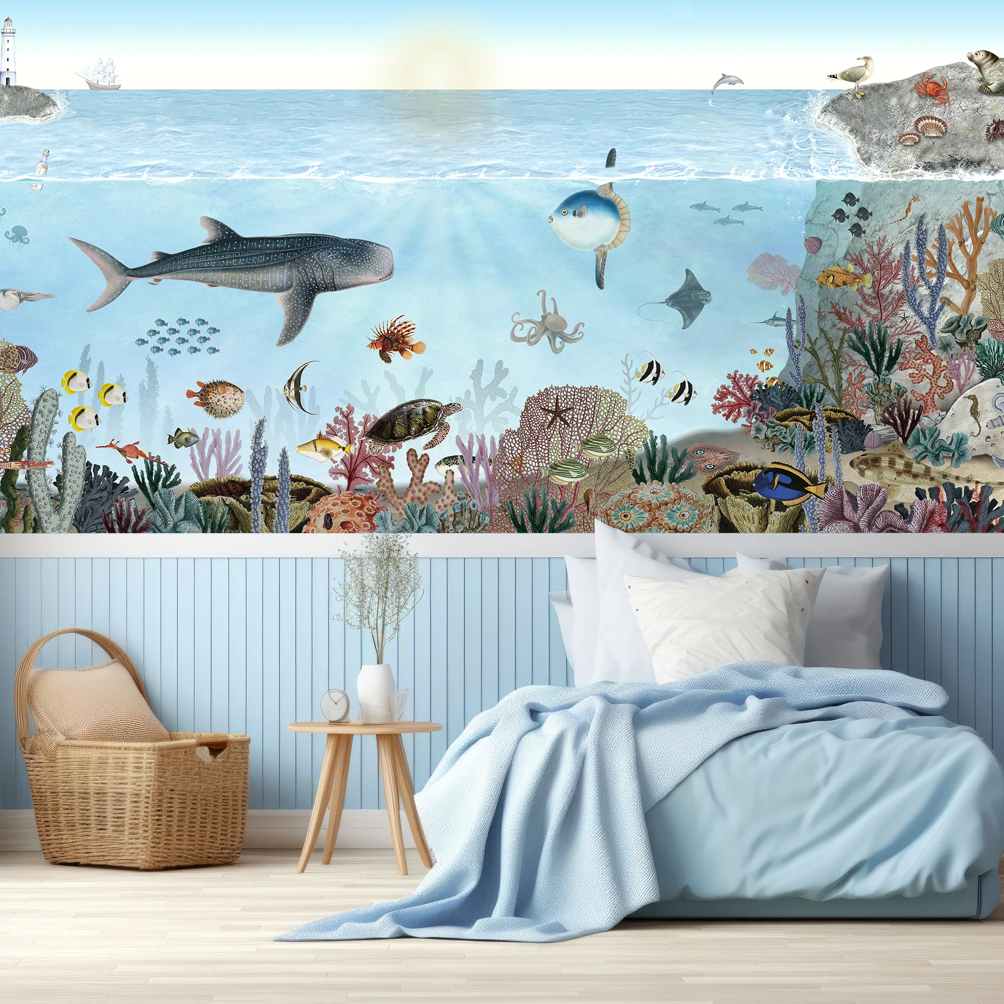 Ocean Lookbook - Children's Watercolour Underwater Sea Creatures Wallpaper Mural - Image 3