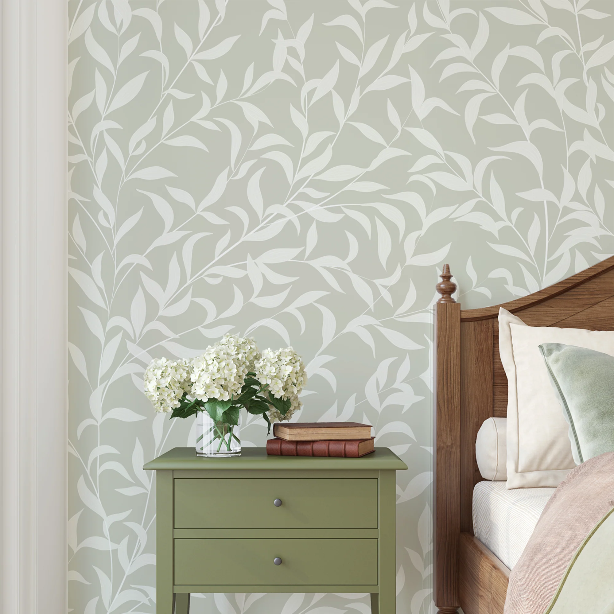 Clara - Green Willow Wallpaper Mural - Image 3