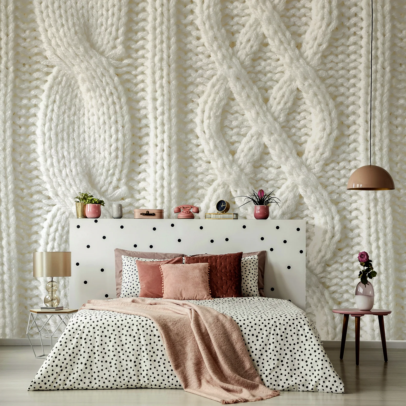 Cozy - Cream Cable Knit Wool Wallpaper Mural - Image 5