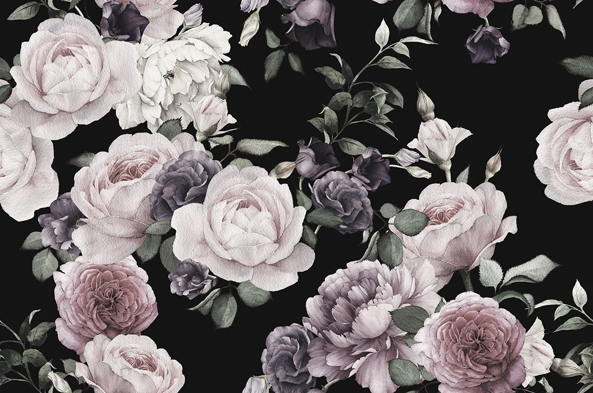 Rose - Pink & Purple Dark Floral Wallpaper Mural - Image 5