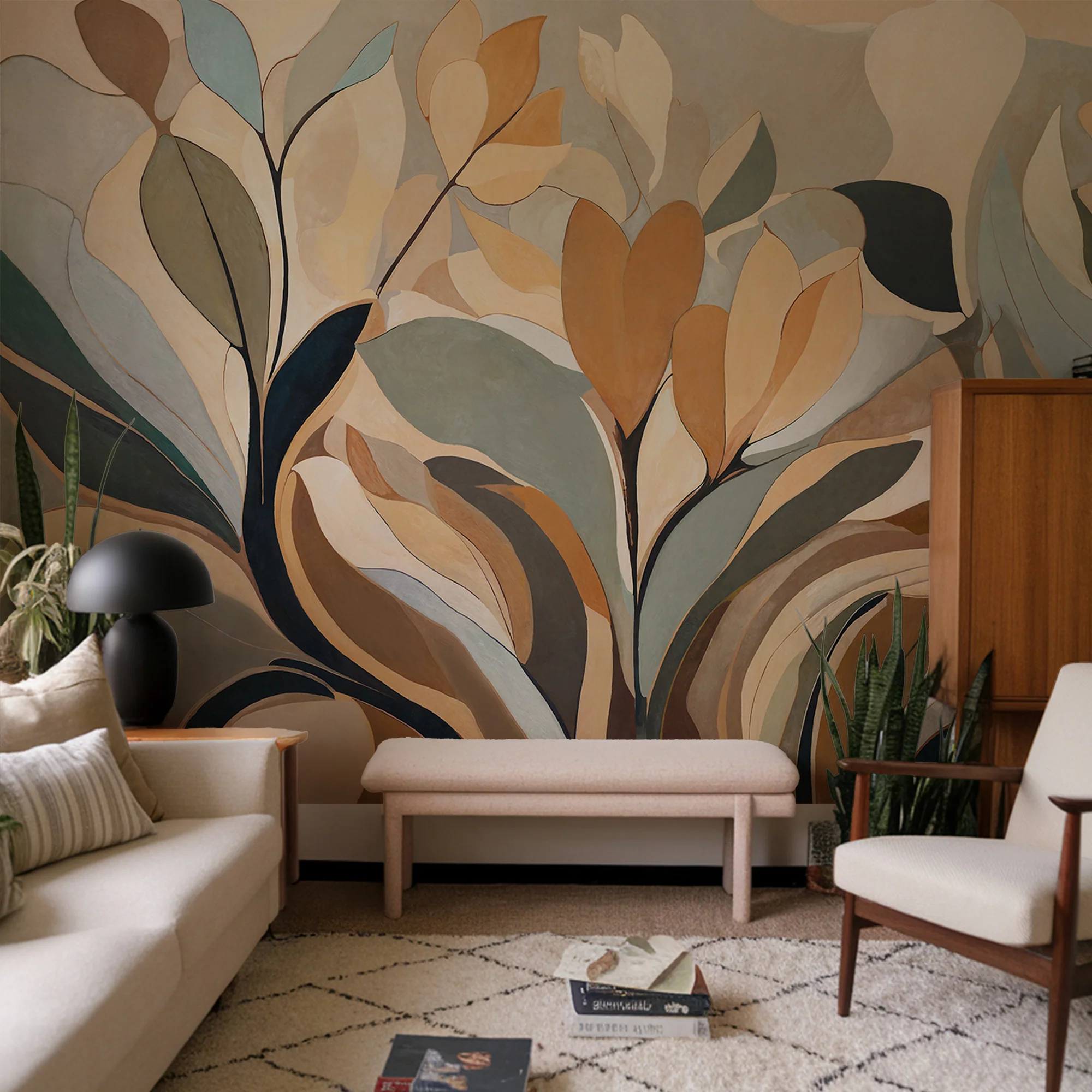 Emil's Bloom - Mid-Century 70's Floral Wallpaper Mural - Image 4