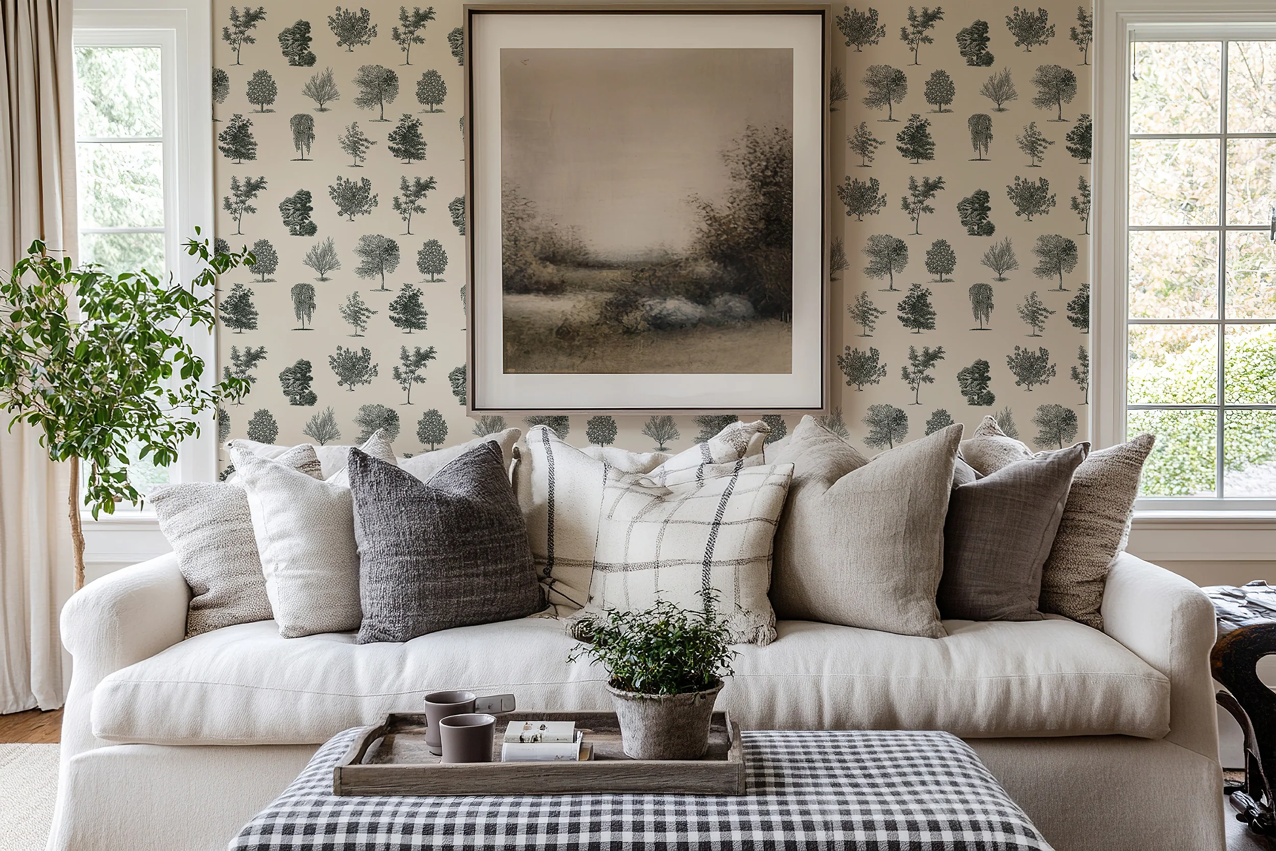 Evergreen Olive - Green Tree Pattern Wallpaper Mural - Image 4