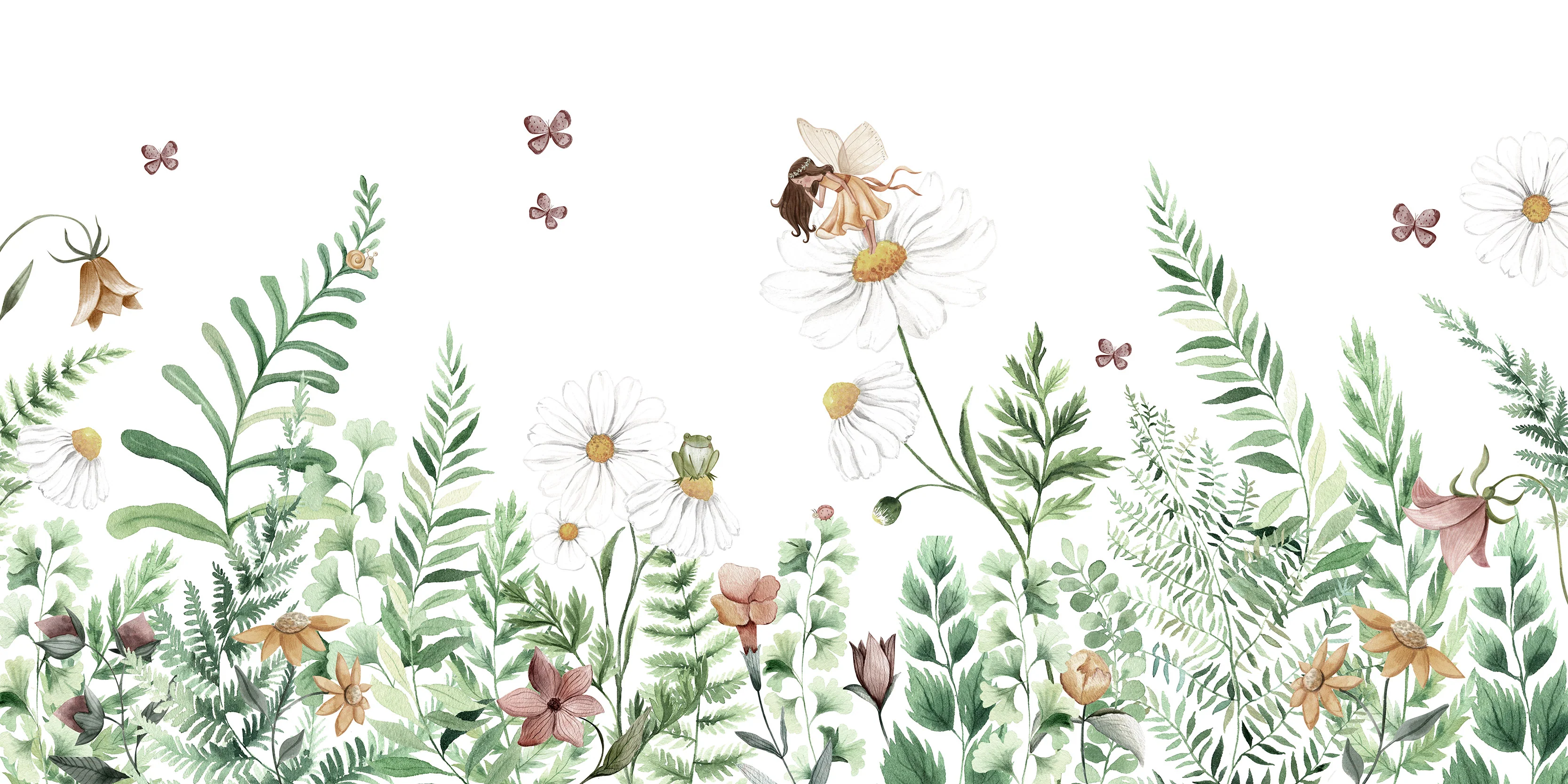 Fairy Garden - Magical Flowers and Fairies Watercolour Illustration Wallpaper Mural - Image 4