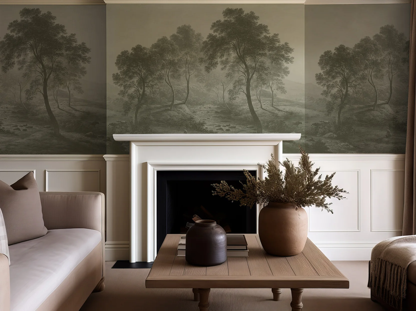 Forest Hudson - Muted Green Forest Landscape Wallpaper Mural - Image 3