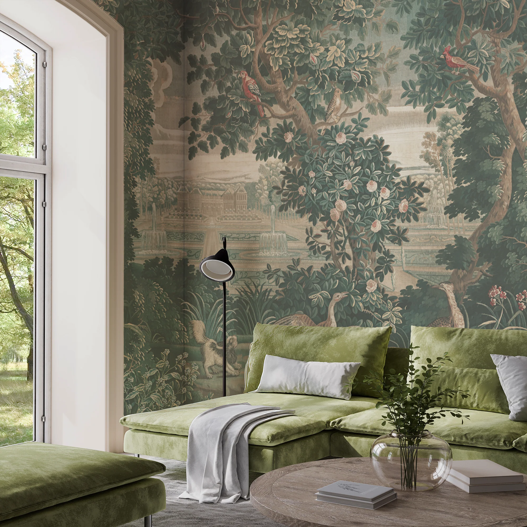 Katharine - Green Vintage Jungle Tapestry Mural Wallpaper Mural - Image 3