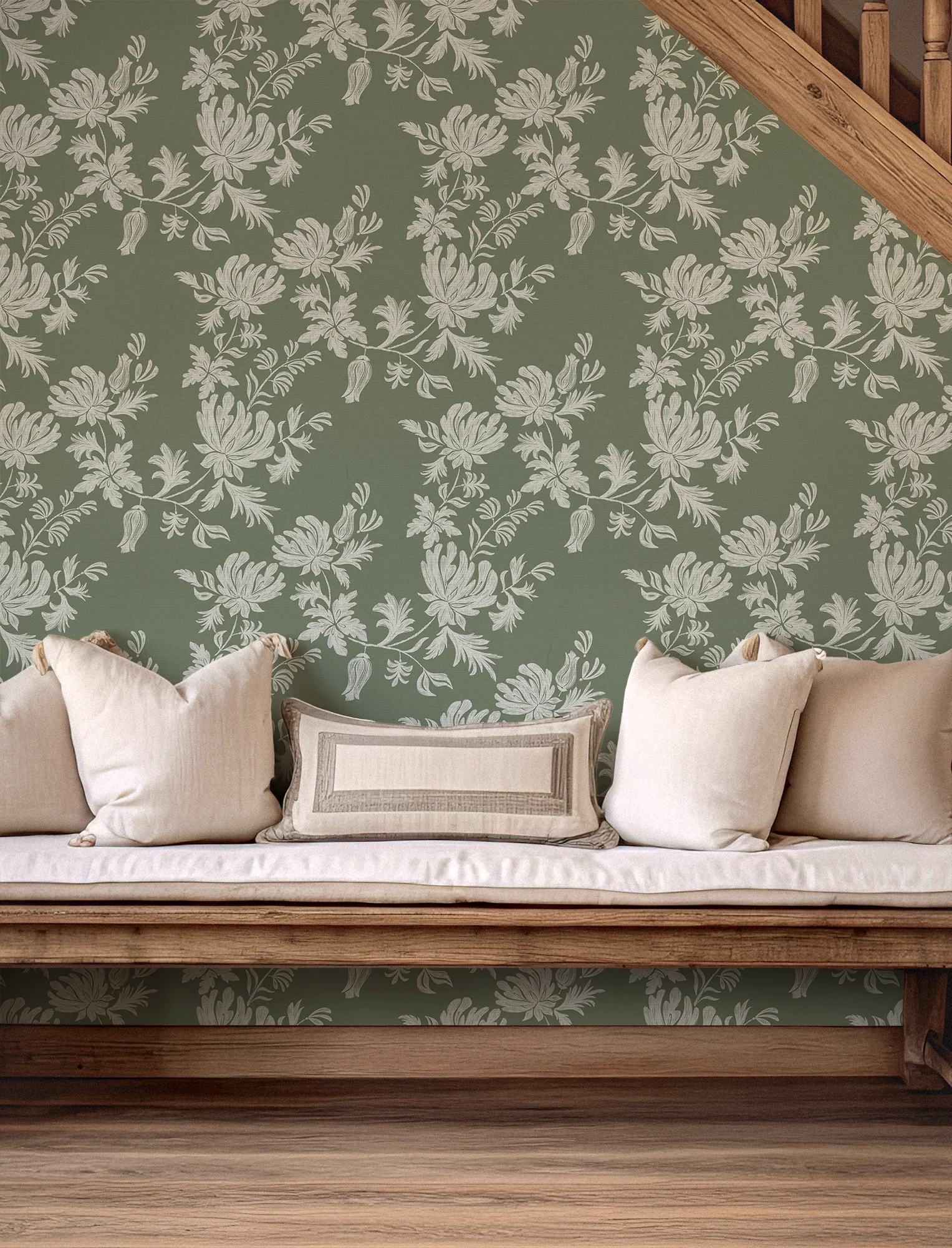 Leona - Classical Floral Wallpaper Mural - Image 3