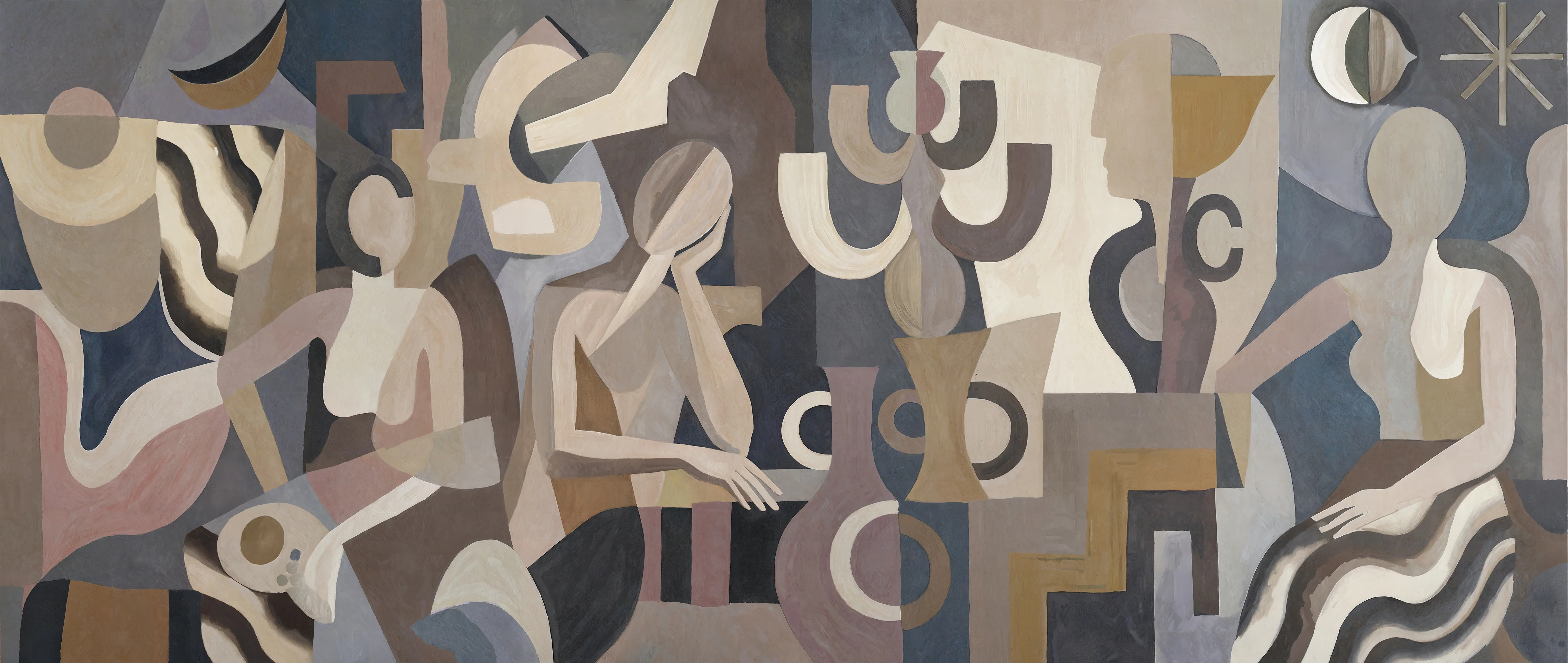 Luna Silence - Mid-Century Geometric Scene Wallpaper Mural - Image 4