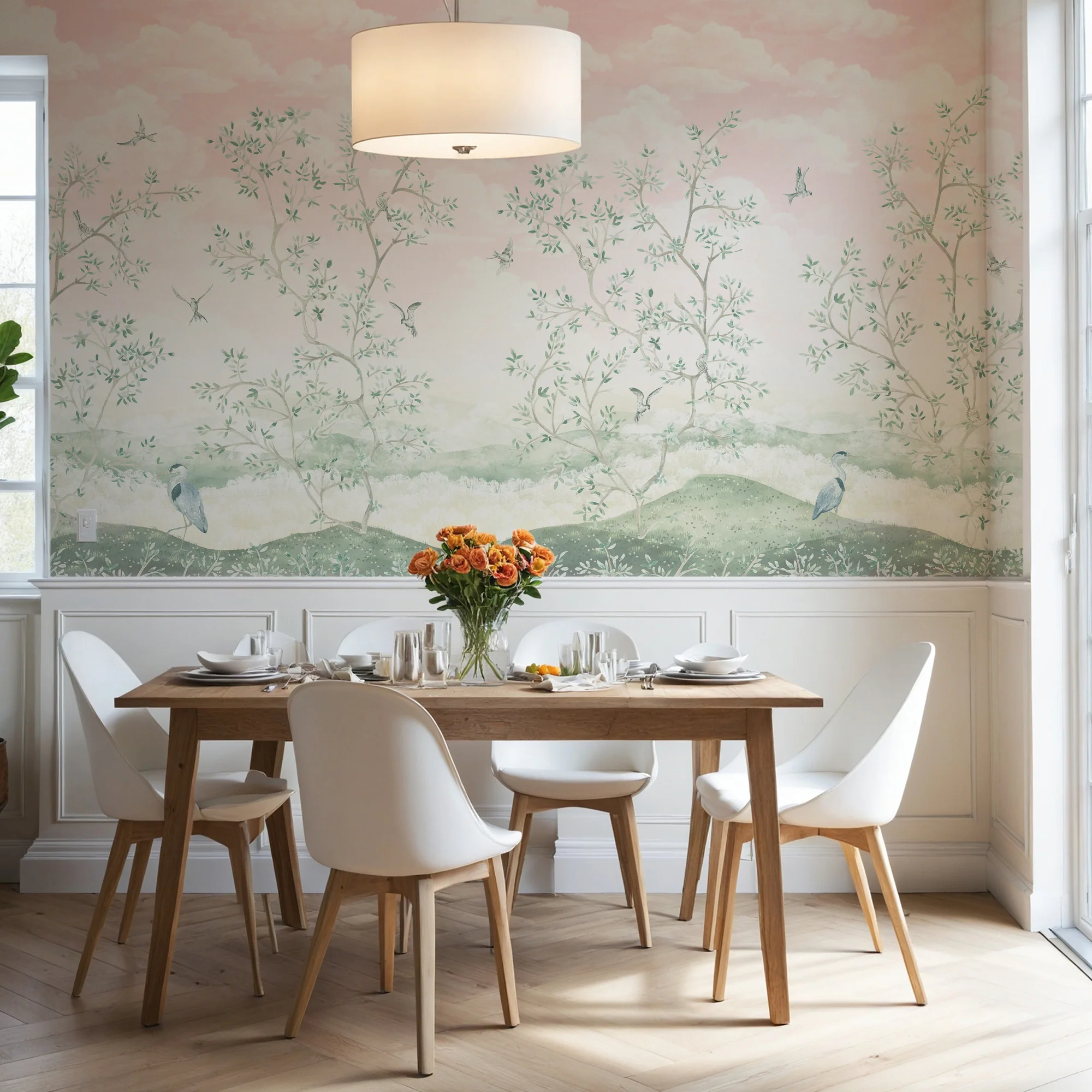 Maeve - Pink Chinoiserie Trees Wallpaper Mural - Image 4