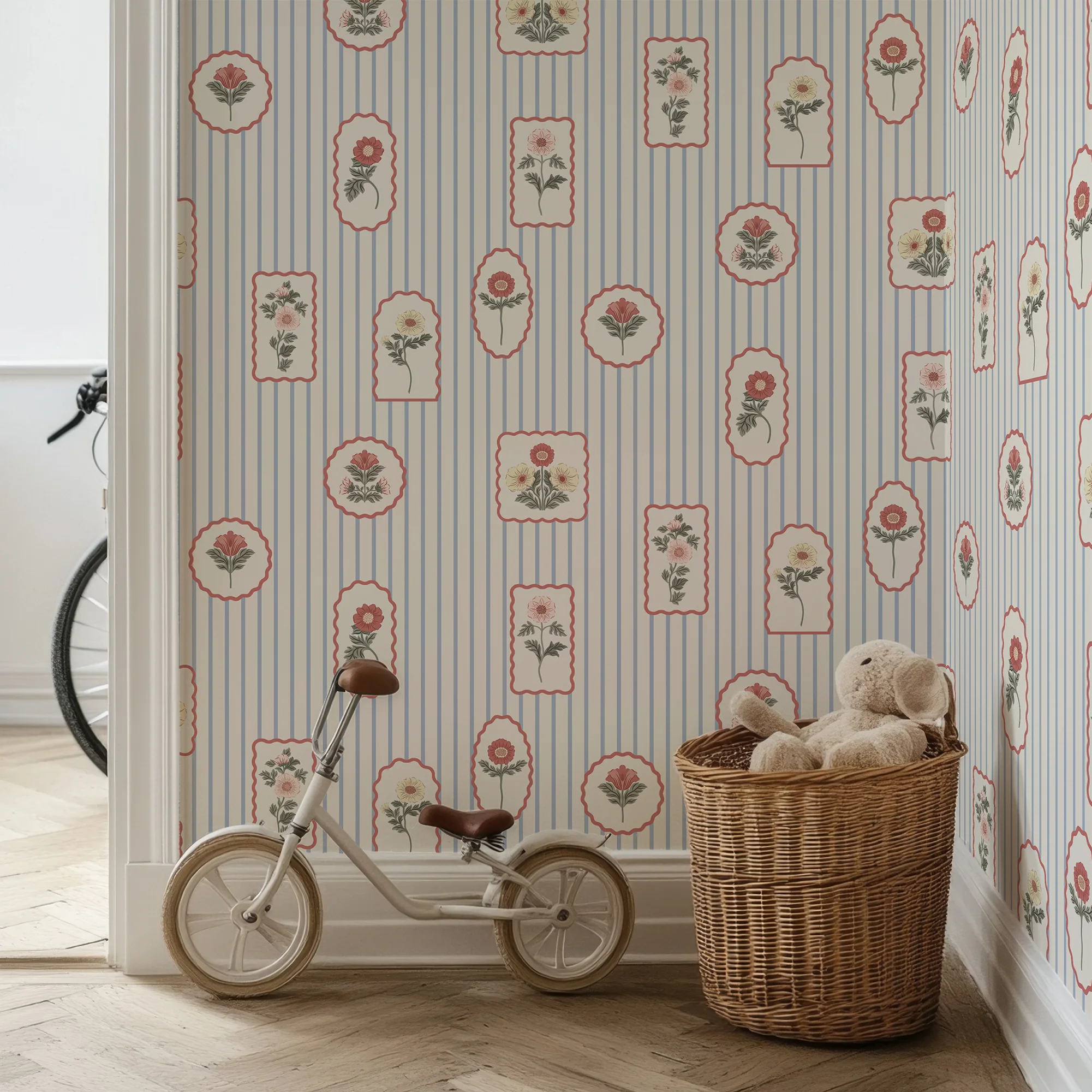 Maisy - Floral Stripe Wallpaper Mural - Image 3