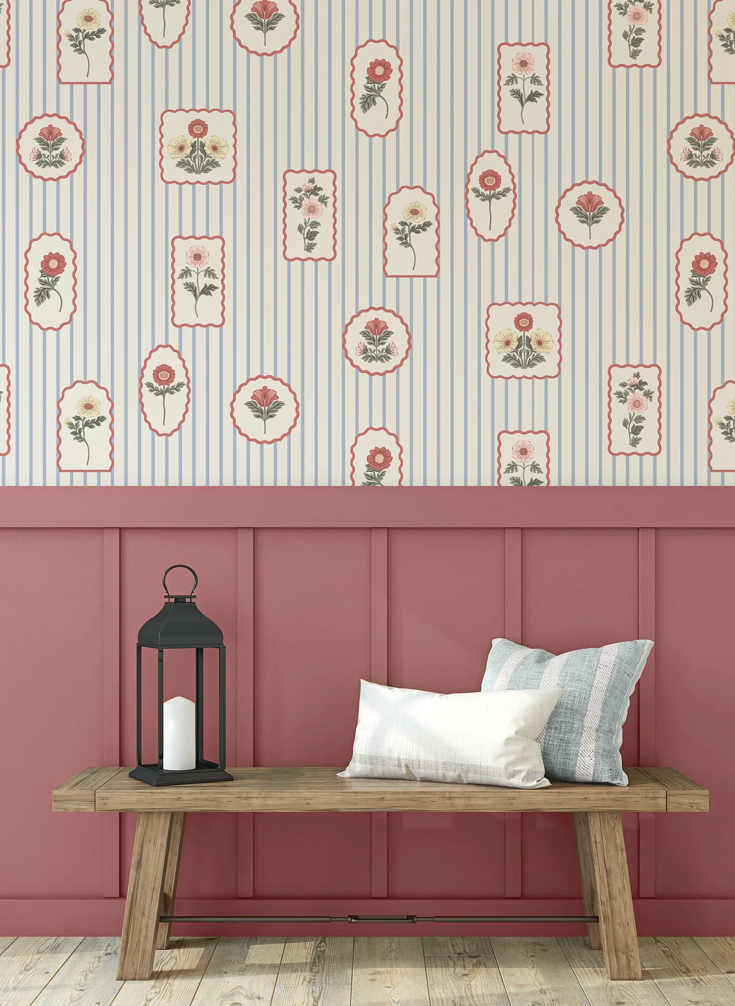 Maisy - Floral Stripe Wallpaper Mural - Image 5