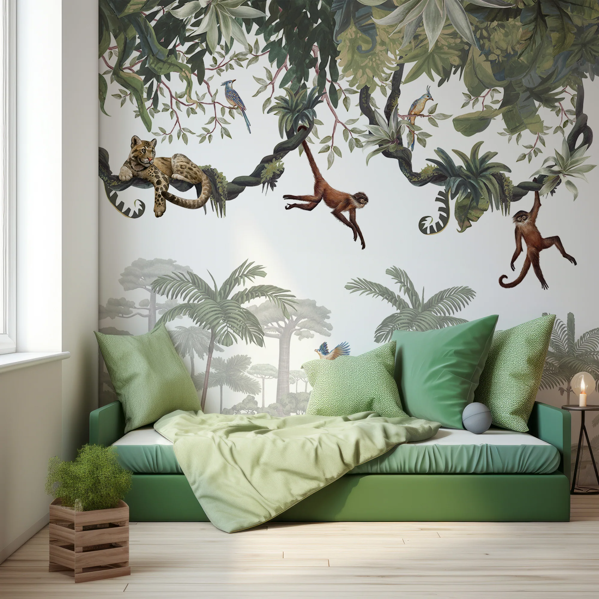 Cheeky Monkeys - Monkeys Swinging From Trees Wallpaper Mural - Image 3