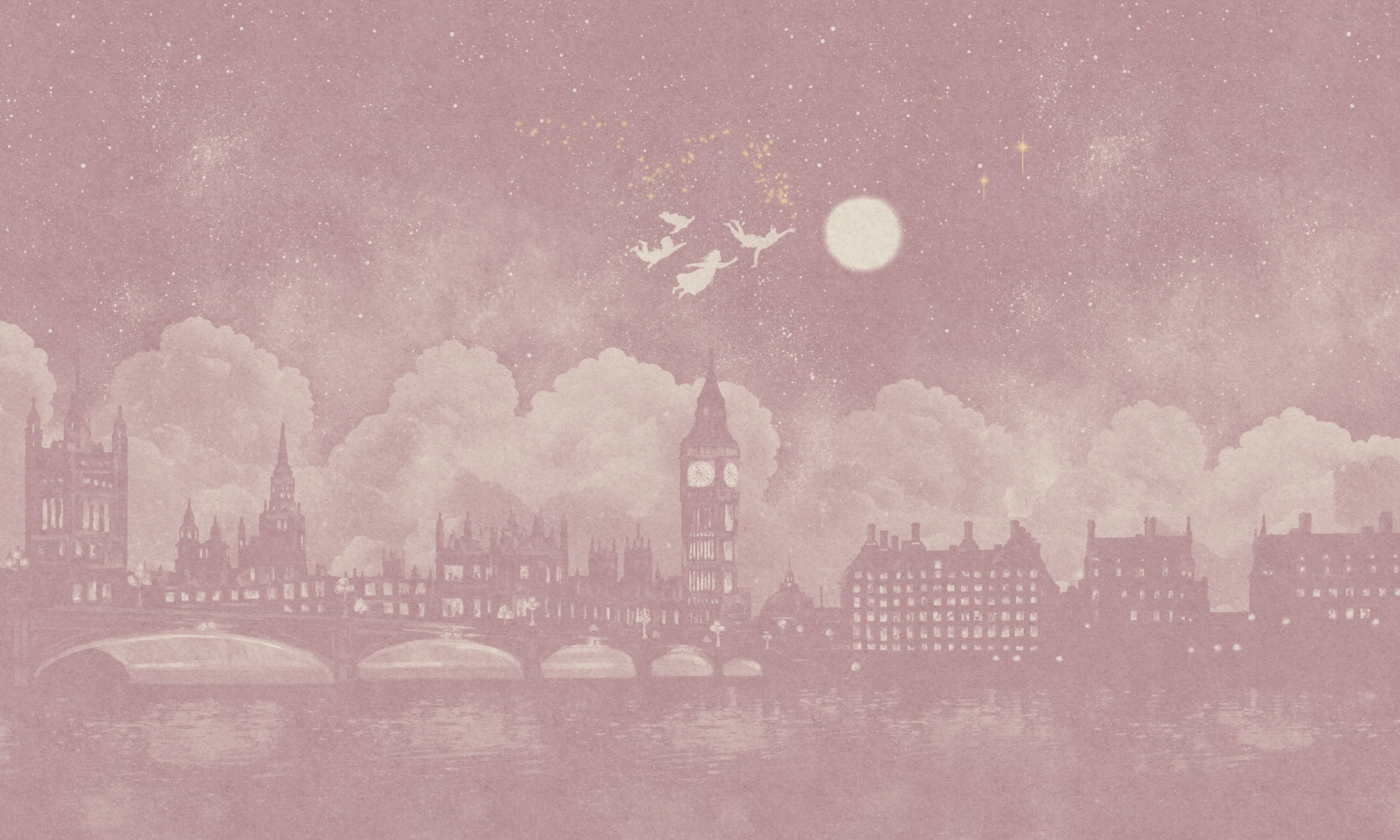Neverland Rose - Soft Pink London Skyline Wallpaper Mural - Image 5