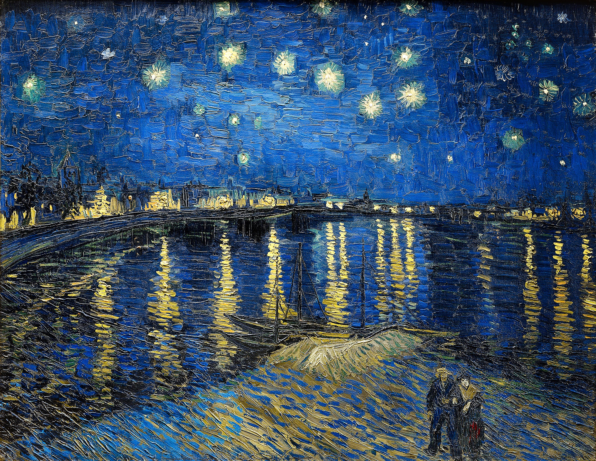 Rhone - Oil Painting of Stars Above A River Wallpaper Mural - Image 3