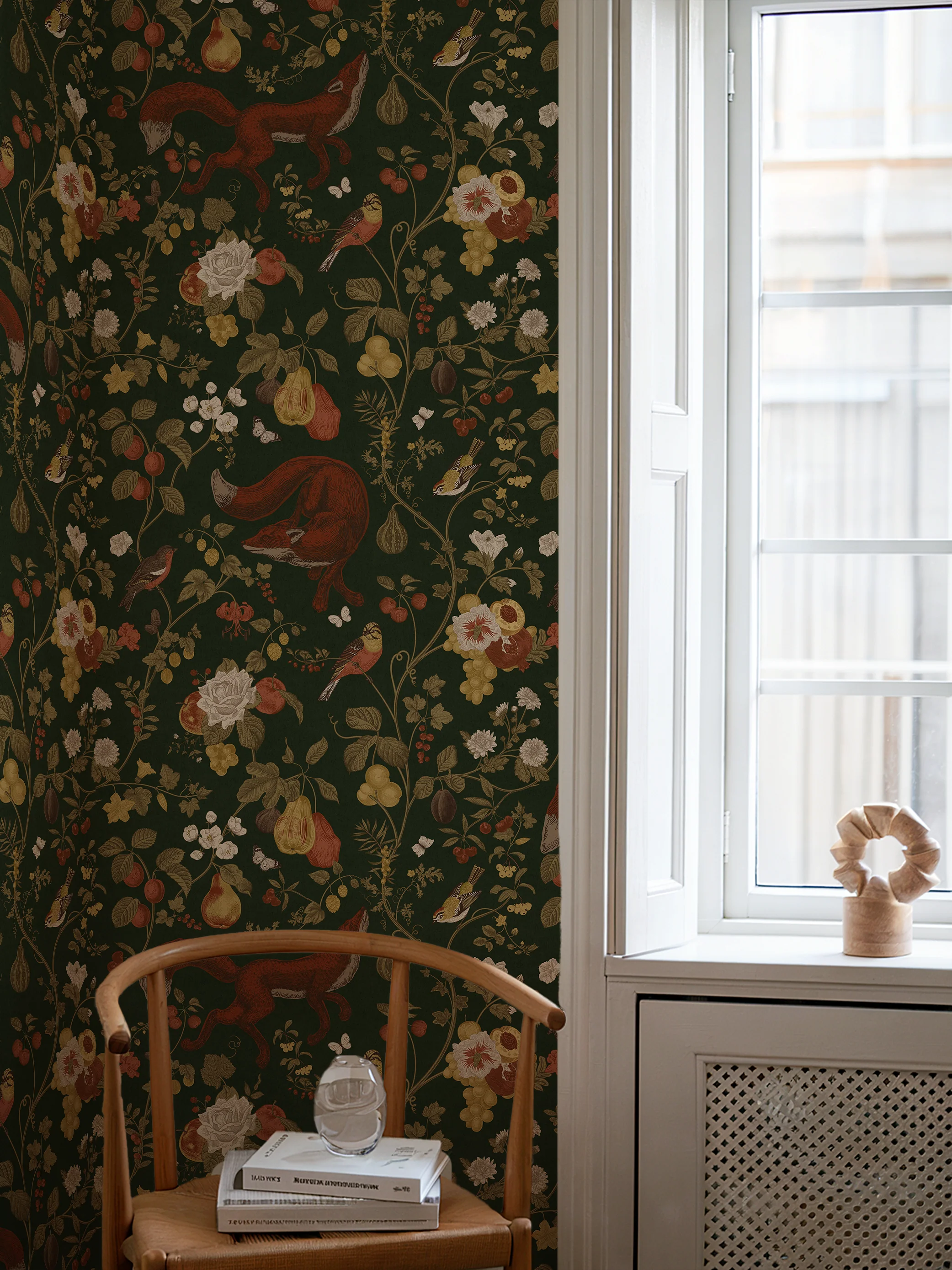 Reynard - Forest Green Fox Pattern Wallpaper Mural - Image 2