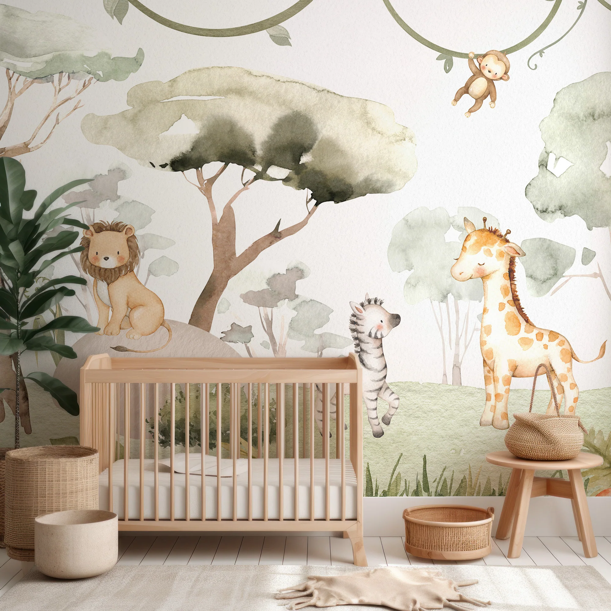 Serengeti Friends - Baby Safari Animals Nursery Wallpaper Mural
