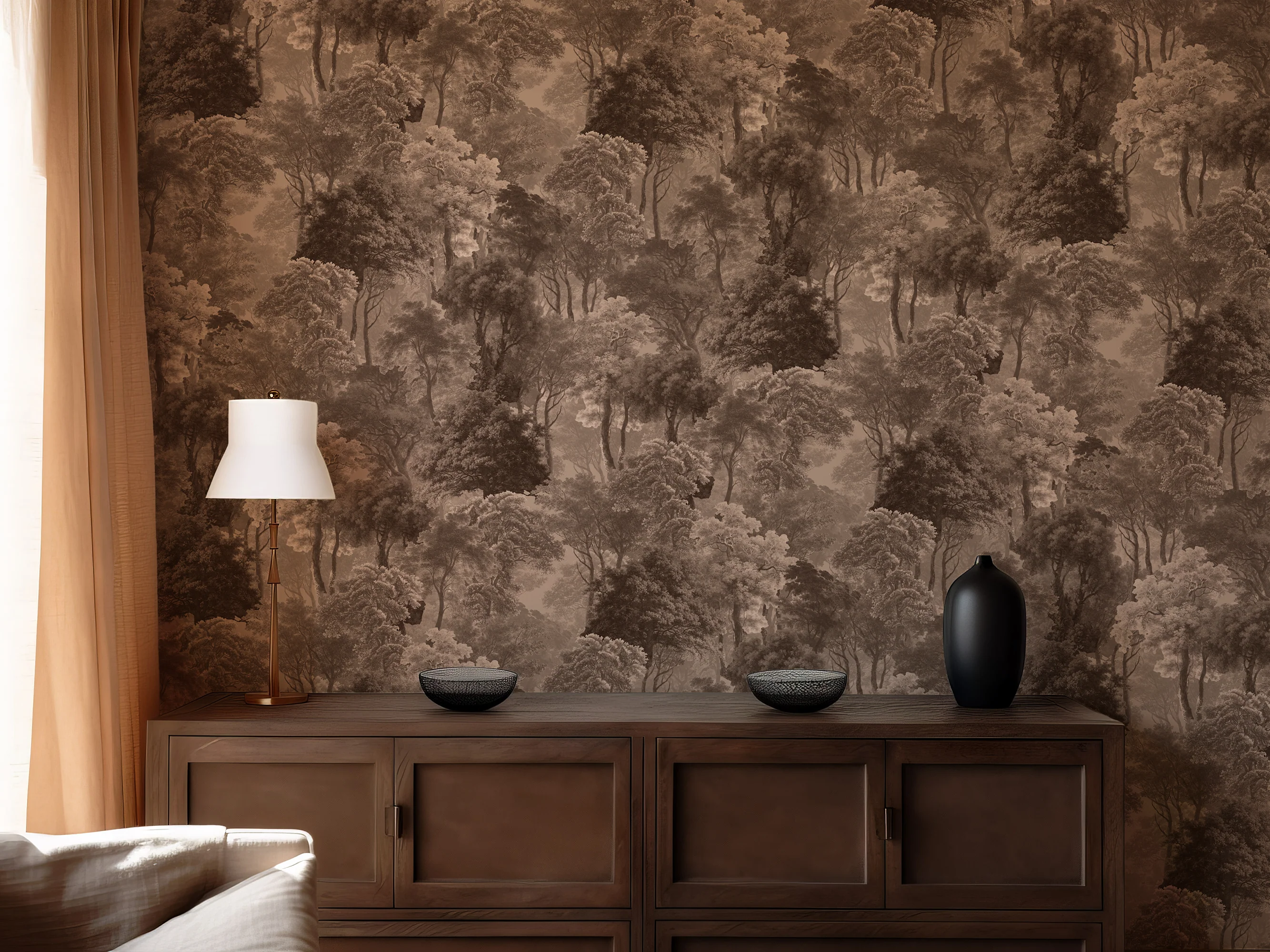 Silas - Brown Treescape Pattern Wallpaper Mural - Image 4