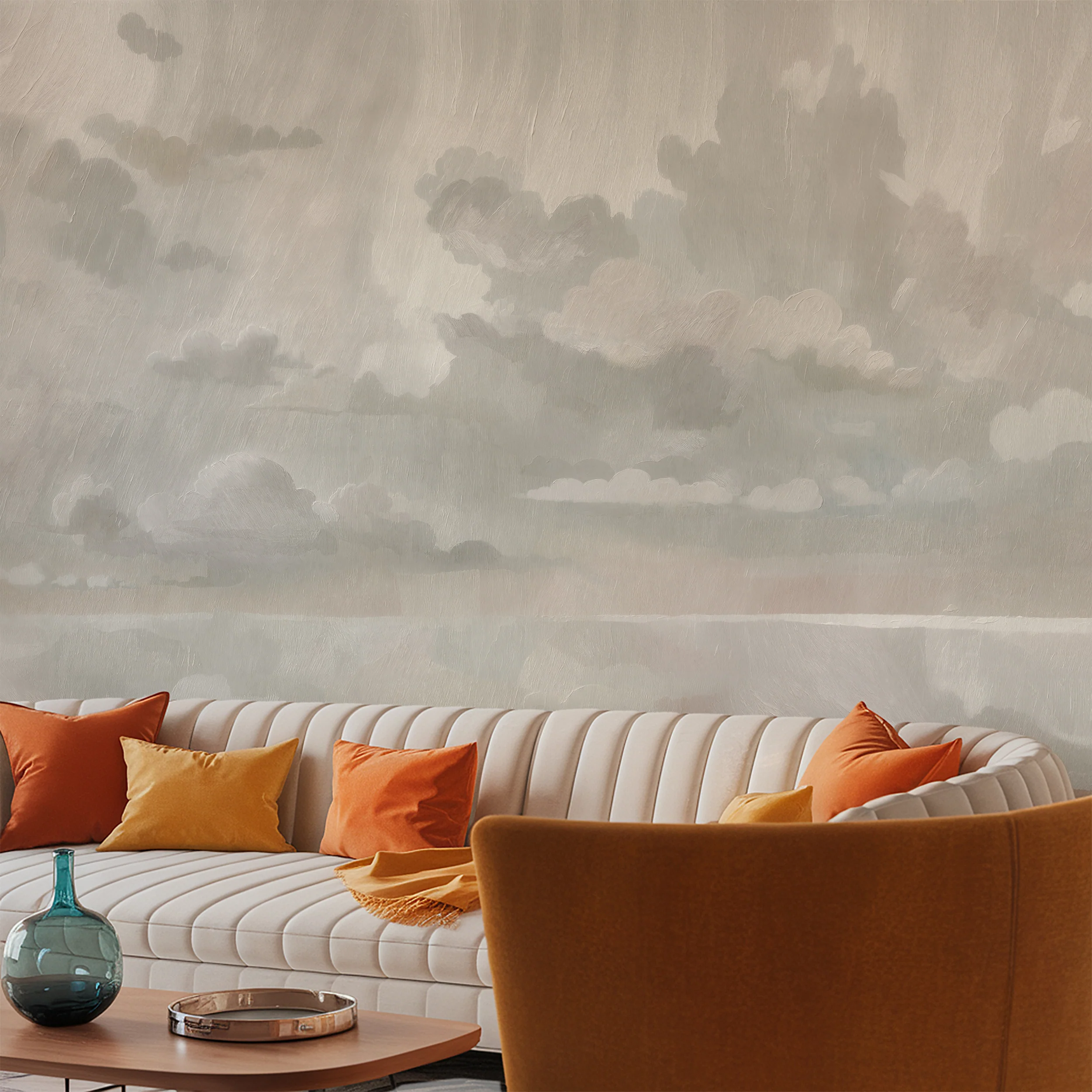 Velvet Smoke - Soft Painted Cloudscape Wallpaper Mural