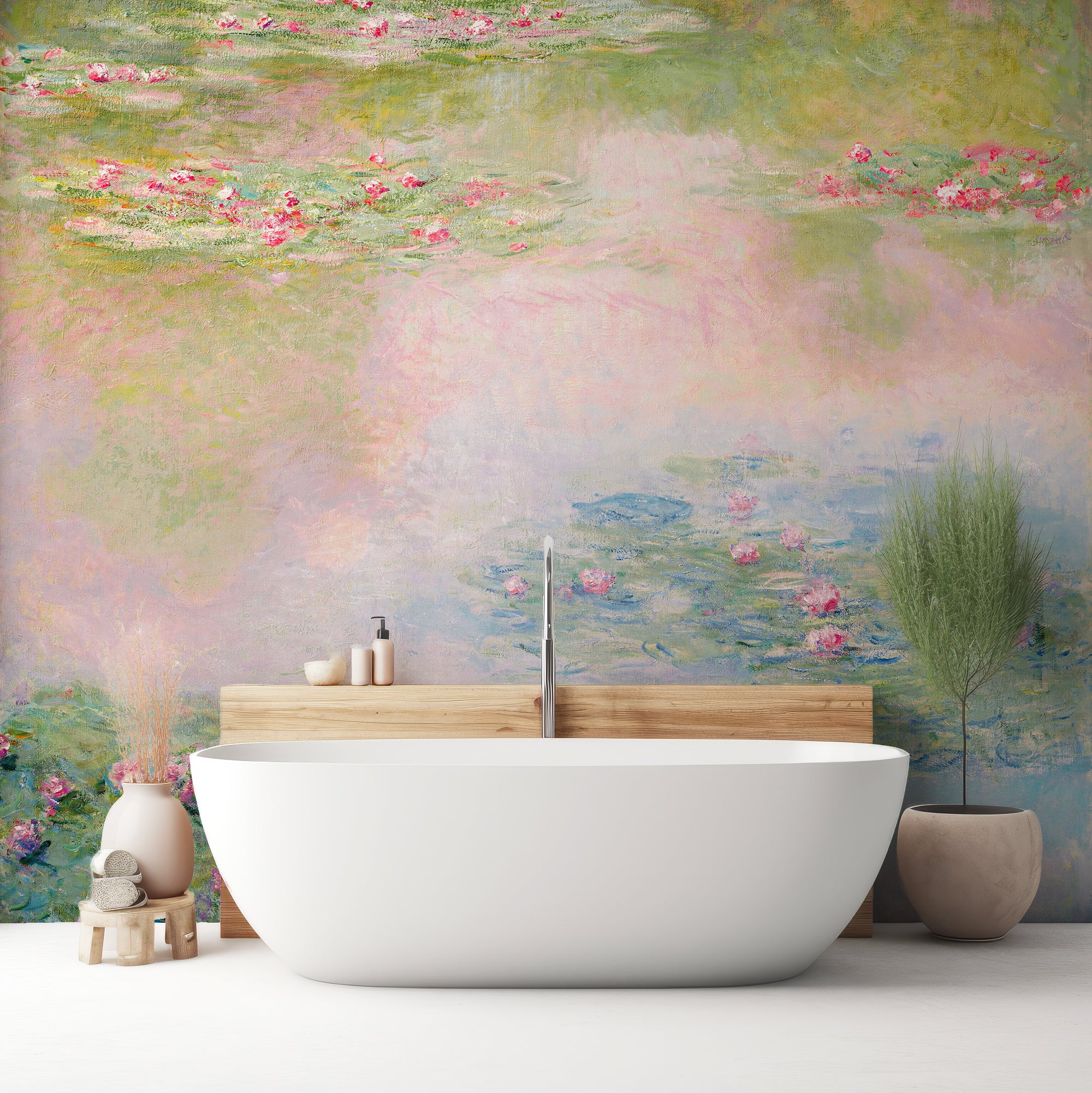 Lily Pond - Vintage Lily Pond Oil Painting Wallpaper Mural - Image 3