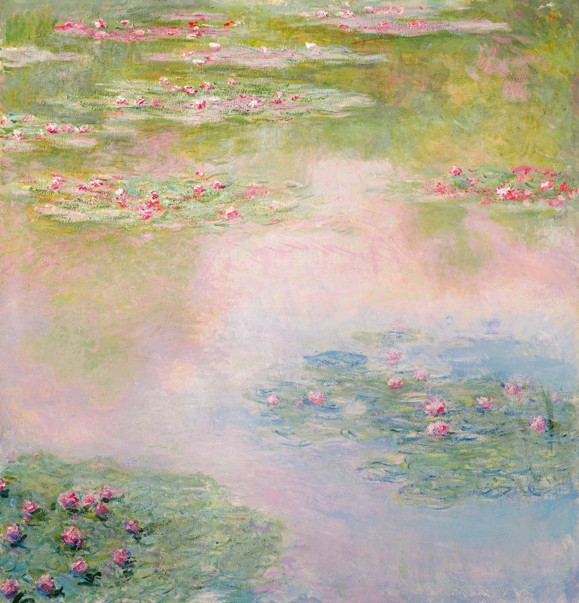 Lily Pond - Vintage Lily Pond Oil Painting Wallpaper Mural - Image 4