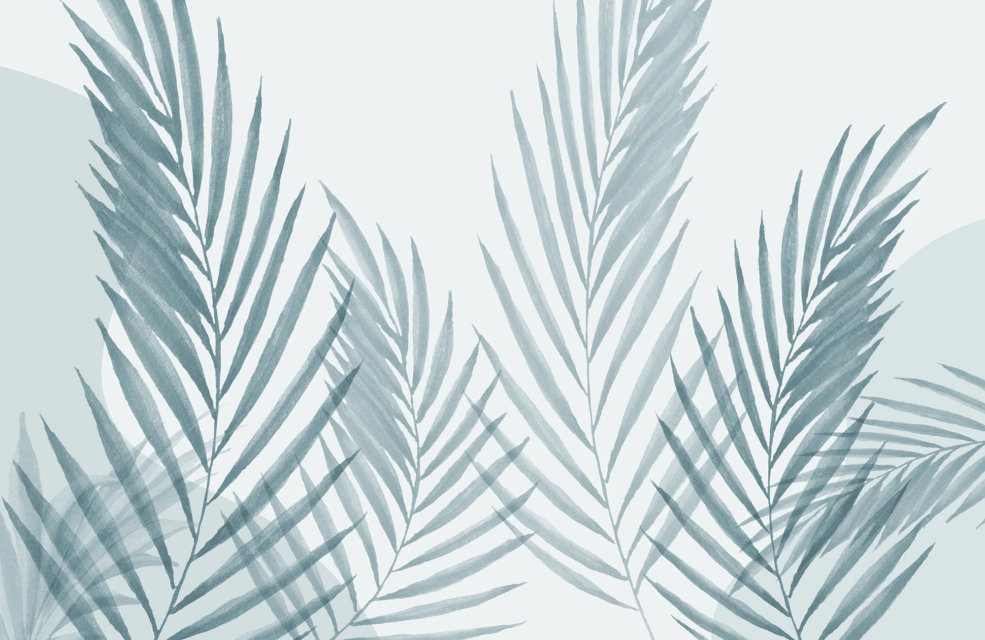 Raffia Blue - Watercolour Blue Minimalistic Leaves Wallpaper Mural - Image 4