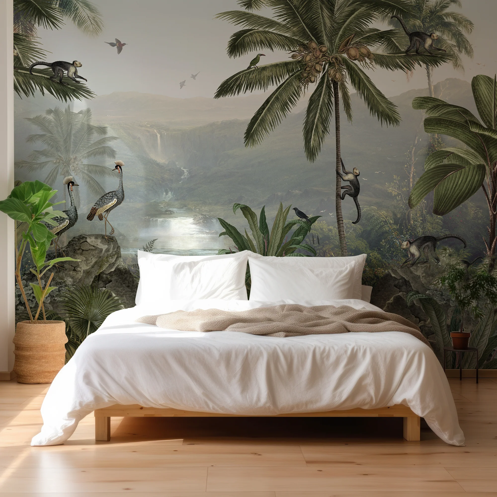 Monkey Sanctuary - Watercolour Exotic Bird In Jungle Wallpaper Mural - Image 3