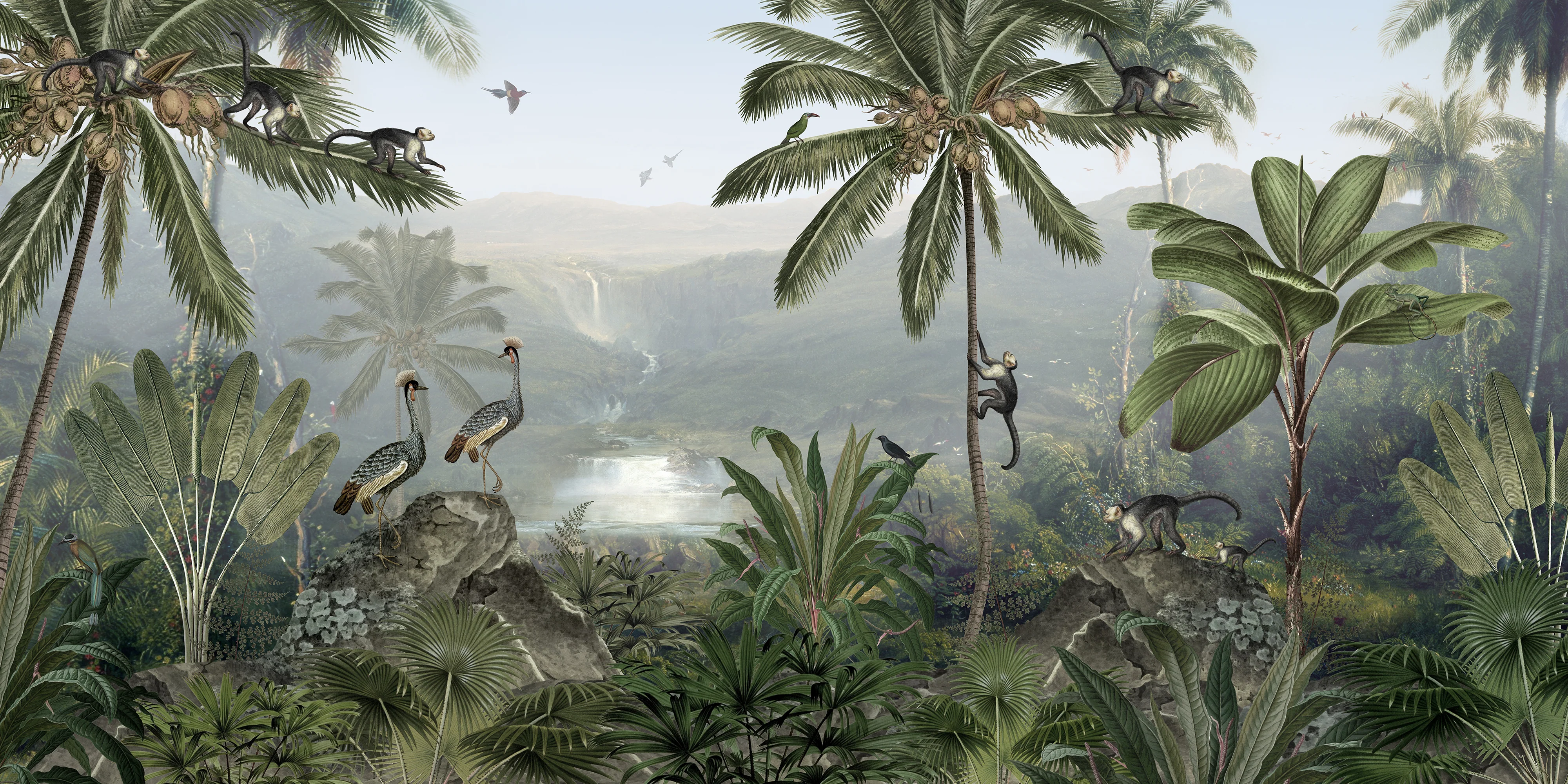 Monkey Sanctuary - Watercolour Exotic Bird In Jungle Wallpaper Mural - Image 5
