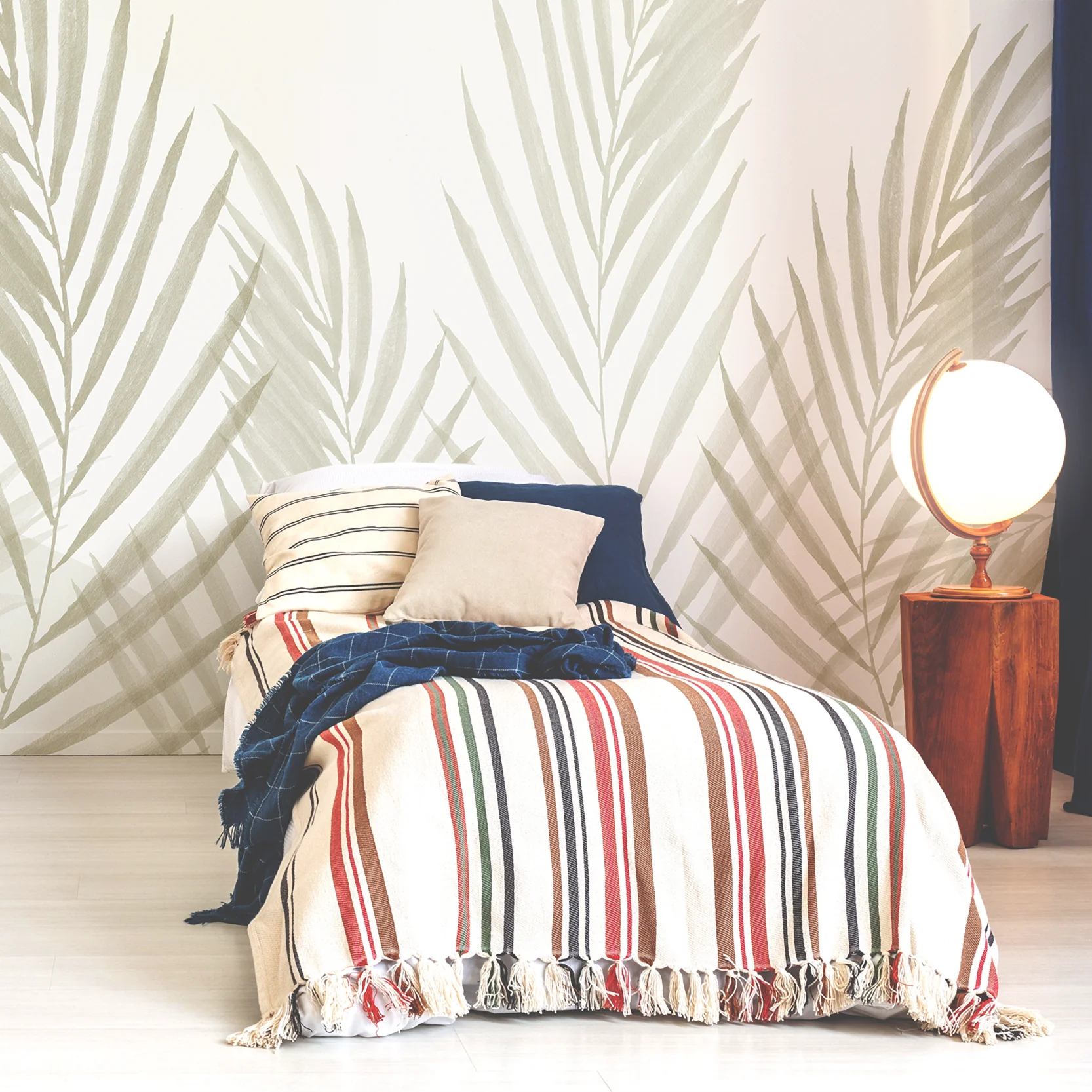 Raffia Greige - Watercolour Greige Minimalistic Leaves Wallpaper Mural - Image 4