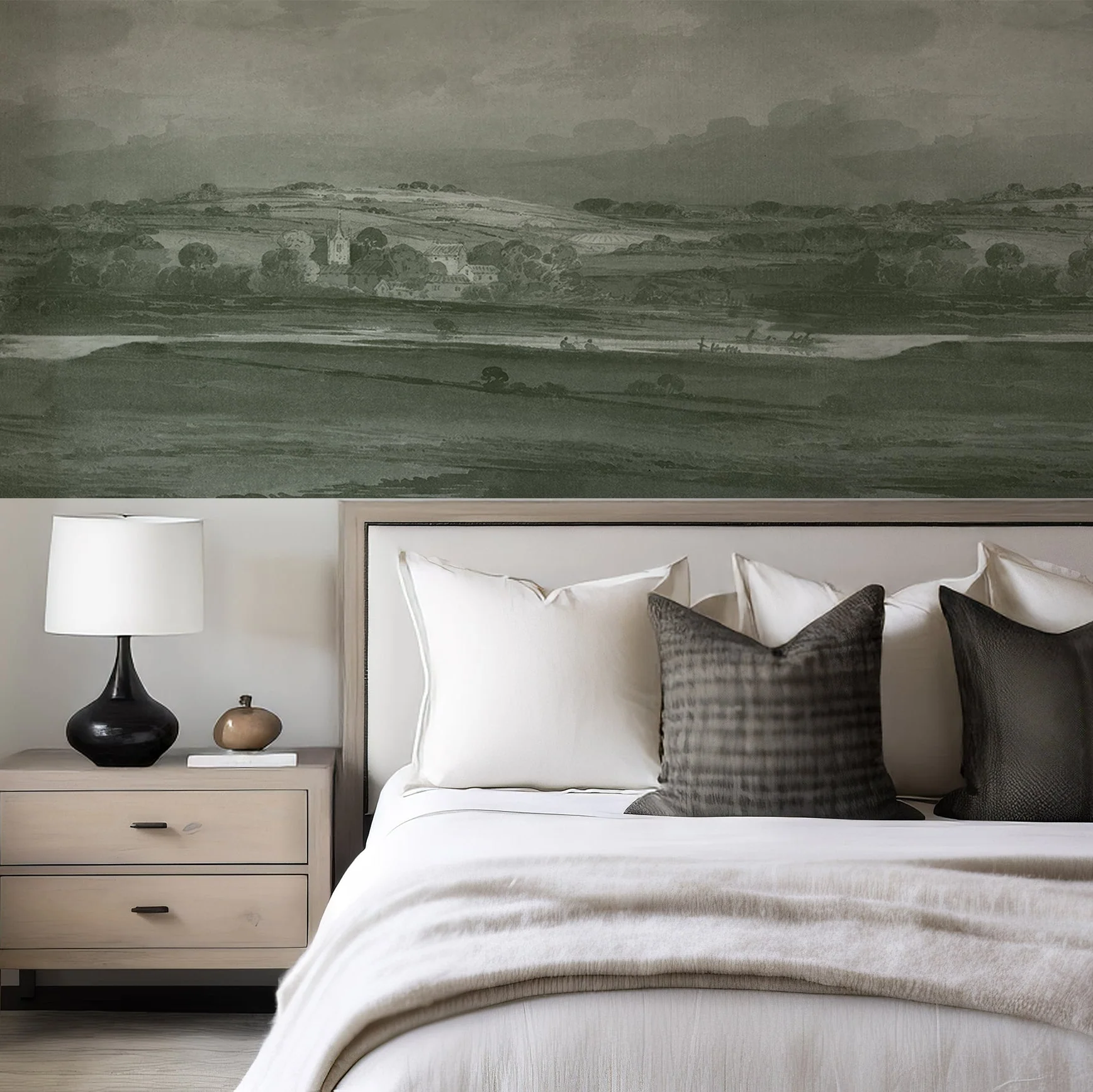 Whispering Fells - Watercolour Rolling Hills Landscape Wallpaper Mural